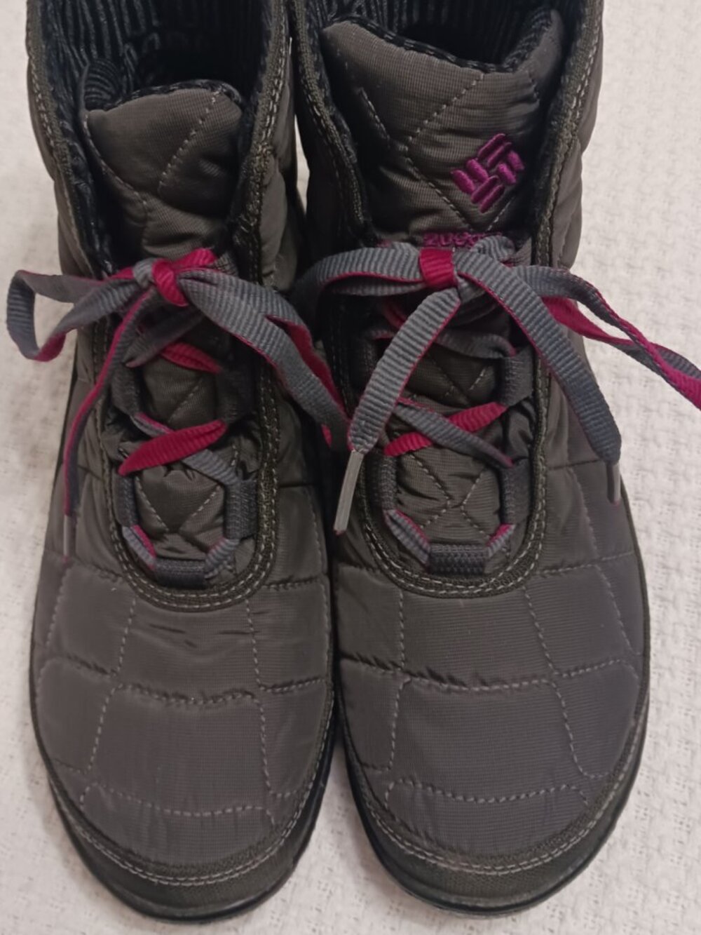 Columbia Women's Gray Quilted Textile Lightweight Waterproof Boots Size 8